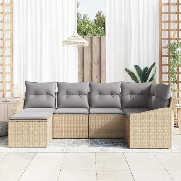Maison Exclusive - Matgrupp för trädgård 6 delar Beige och Ljusgrå
