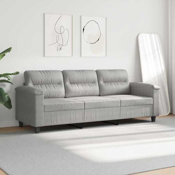 Maison Exclusive - Soffa 3-sits Grå 180 cm Mikrofiber Ljusgrått