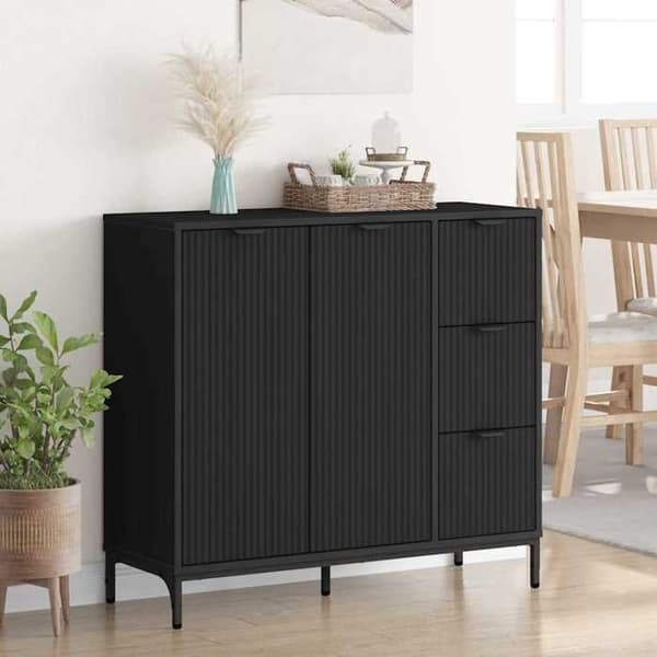 Buffet - EKSKLUSIVT HUS - 89,5 x 33 x 82 cm - Sort - Ingeniørtræ - Vægmontering mod væltning Svart