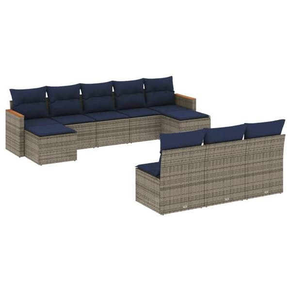 Havemøbel sæt - MAISON EXCLUSIVE - 10 dele - Grå - PE Rattan - Modulerbar pulverlakeret stålramme Grå