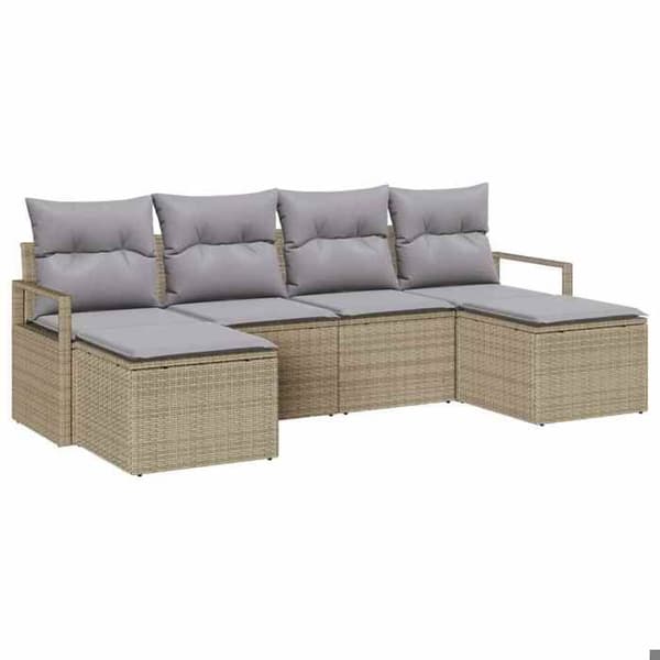 Maison Exclusive - 6 osan sohvasetti beige polyrottinki