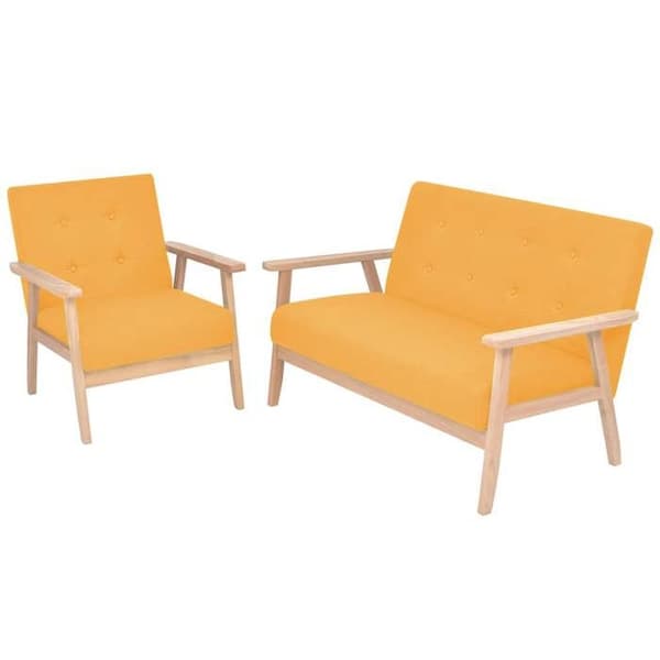 Maison Exclusive - 2-delad soffgrupp i gult tyg gul