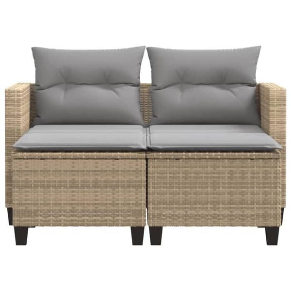 Maison Exclusive - 2-sits trädgårdssoffa med beige flätad resinpuffar