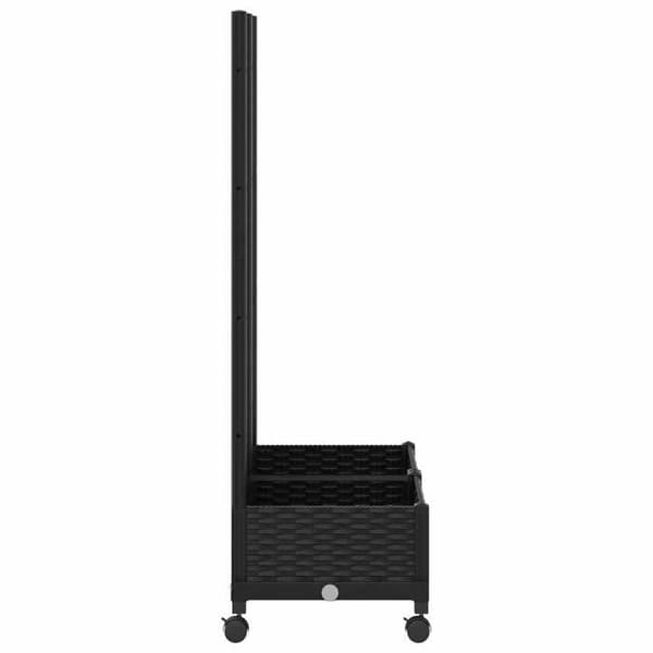 Maison Exclusive - Puutarhakärry, jossa on ritilä ja pyörät, musta 80 x 40 x 131,5 cm PP