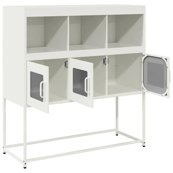 Maison Exclusive - Buffé vit 100,5x39x107 cm kallvalsat stål