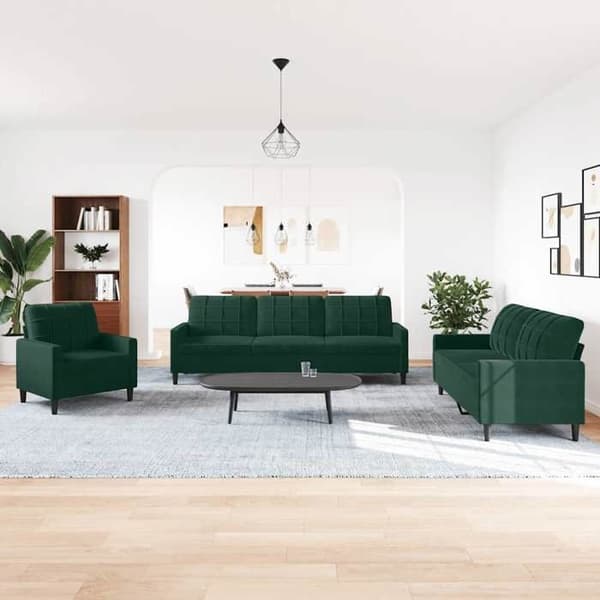 Maison Exclusive - 4-osainen sohvasetti tyynyillä, tummanvihreä sametti