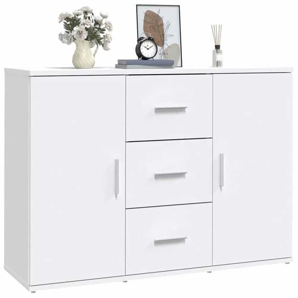 Maison Exclusive - Vit buffé 91x29,5x65 cm ingenjörsträ