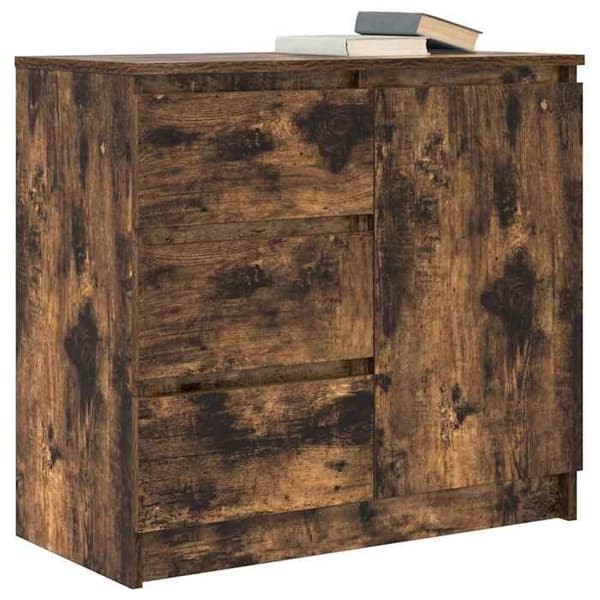 Maison Exclusive - Buffé med låda i rökig ek 71x35x65 cm ingenjörsträ