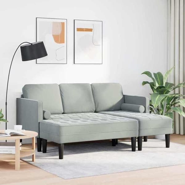 Maison Exclusive - 2-delars Soffgrupp i Ljusgrå Polyester Ljusgrått