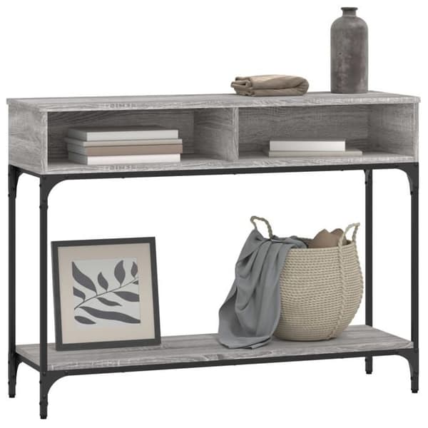Bordskonsol - MAISON EXCLUSIVE - Sonoma grå 100x30,5x75 cm - Ingenjörsträ - Metallram - Väggmontering Sonoma grå