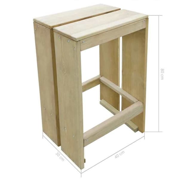 Maison Exclusive - Utomhus barstolar set om 2 Impregnerad furu