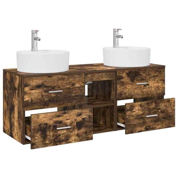 Maison Exclusive - 3-delars badrumsskåpset i rökek Rökt ek