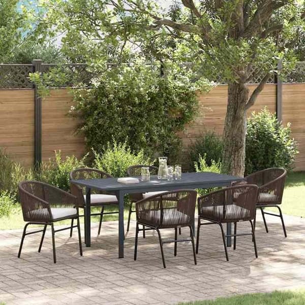 Maison Exclusive - 7 pc spisebordssæt til haven i brun polyrotin brun