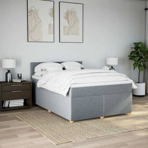 Maison Exclusive - Sengebund med lameller og madras Lys grå 140x190cm Stof