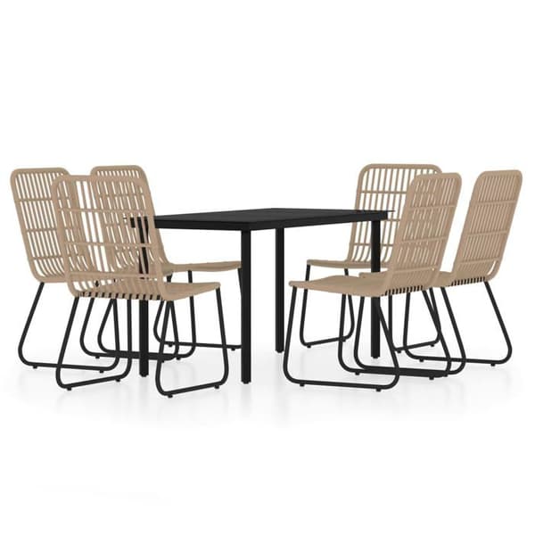 Maison Exclusive - Have spisebordssæt 7 dele Eg Svart, ek