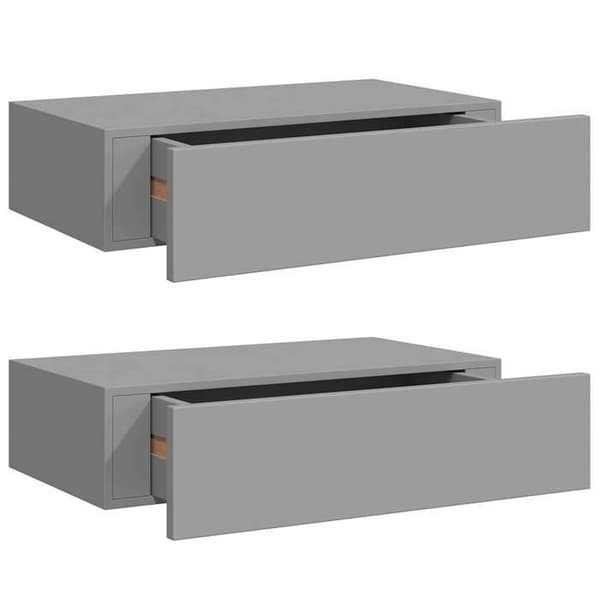 Væghylder - EKSKLUSIV HUS - 2 stk - Med skuffe - Grå - 40x23,5x10 cm Grå