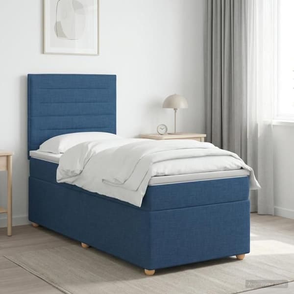 Maison Exclusive - Boxspring-sänky sinisellä patjalla 90 x 190 cm Kangas Blå