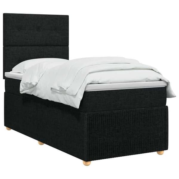 Sengestel med madras - EKSKLUSIV HUS - Boxspring seng - 90 x 200 cm - Sort - Pocketfjedermadras Svart