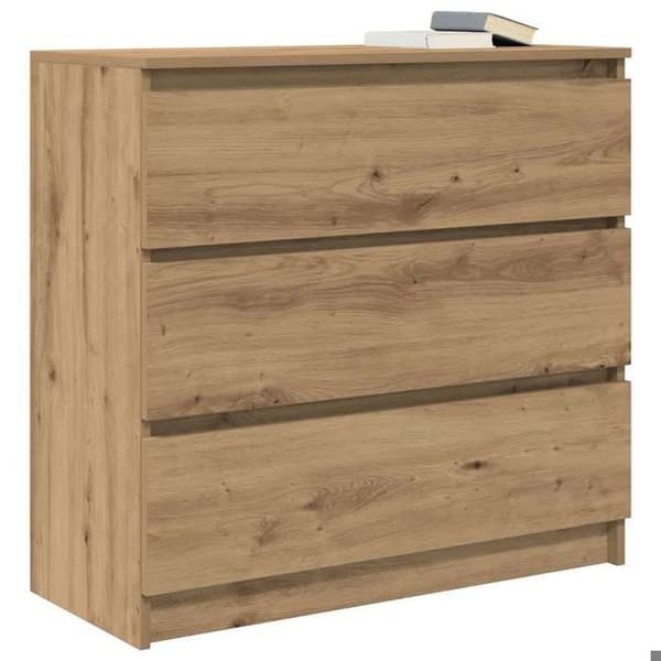 Maison Exclusive - Buffet i egetræ, håndlavet 80x35x76 cm, ingeniørtræ