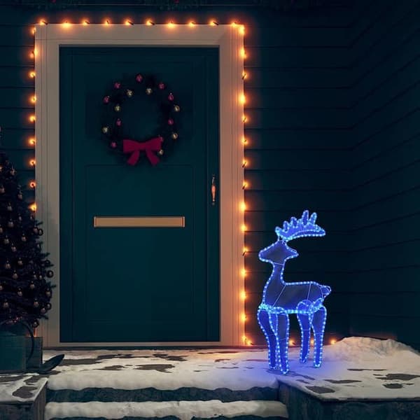 Julepynt - EKSKLUSIV HUS - Rensdyr 306 LED - Blå - 60x24x89 cm - PVC/stål Blå