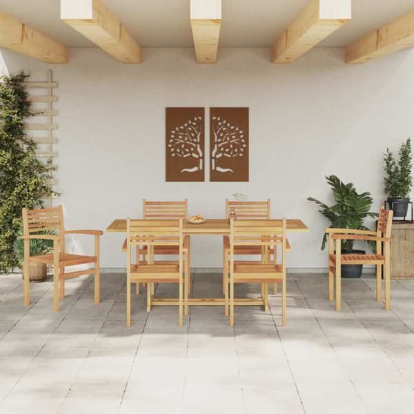 Spisestue sæt have - EKSKLUSIV HUS - 7 dele - Massiv teak - Brun - Moderne brun