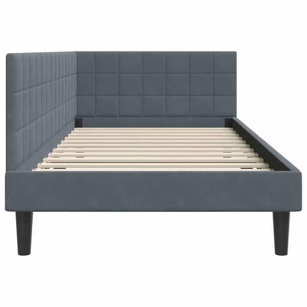 Sängram i hörn - EXKLUSIV HEM - Sammet - Mörkgrå - 90 x 200 cm - Multifunktionell bäddsoffa Mörkgrå