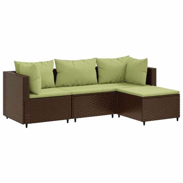 Maison Exclusive - Trädgårdsmöbler 4 delar med kuddar Brun Flätad resin