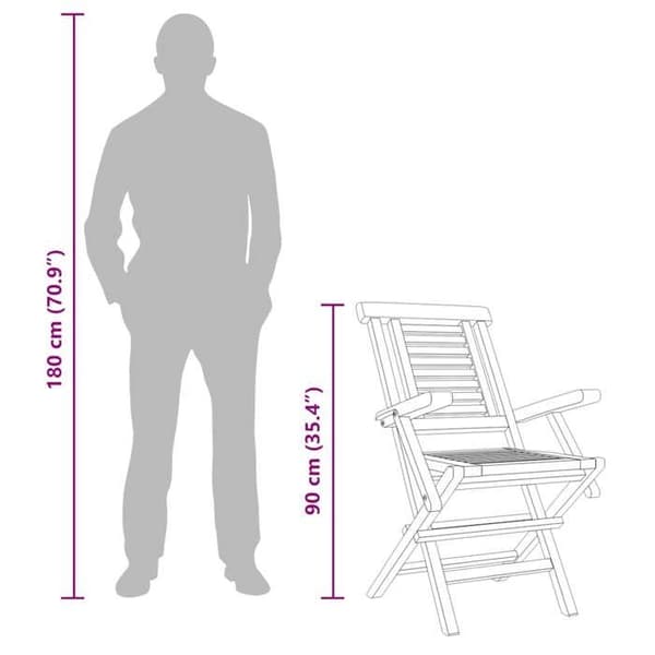 Maison Exclusive - Fällbara stolar, set om 4, 56 x 63 x 90 cm, i massivt teakträ