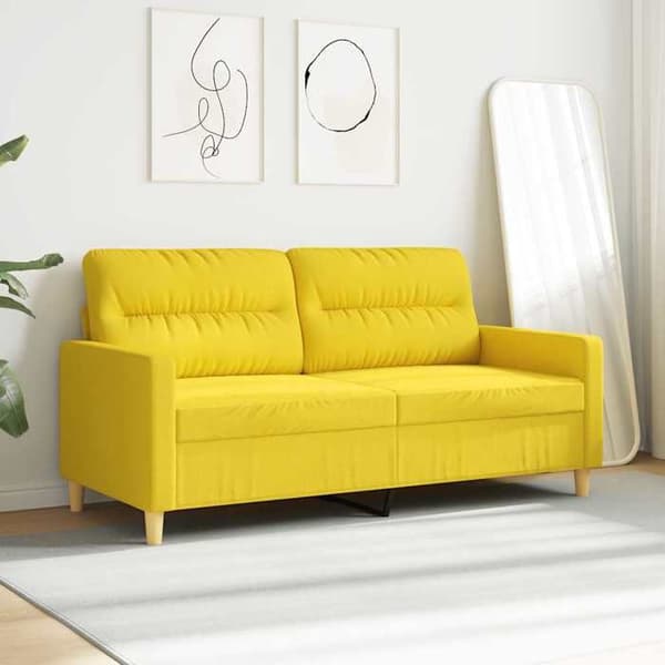 Maison Exclusive - Vaaleankeltainen 2-paikkainen sohva 140 cm Kangas