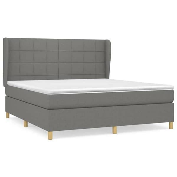 Maison Exclusive - Seng med lameller og madras Mørkegrå 160x200cm Stof