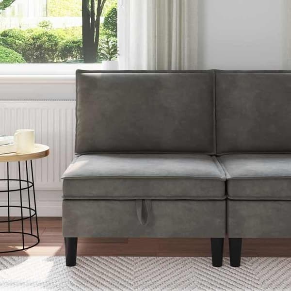 Maison Exclusive - Mellem sofa med opbevaring Mørkegrå Velour