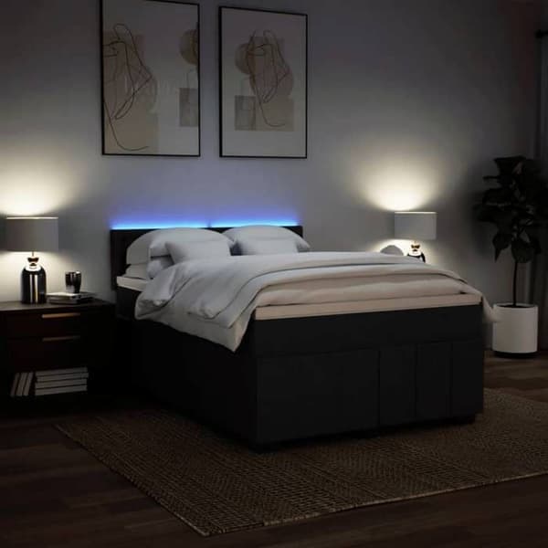 Sengestel med madras - Eksklusiv Hus - 140 x 190 cm - Sort - Pocketfjedre