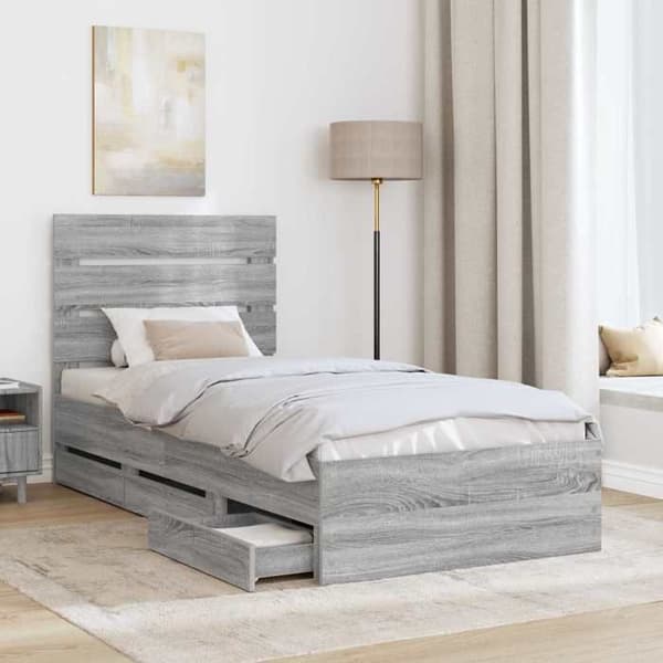Maison Exclusive - Sängram Grå Sonoma 100 x 200 cm Ingenjörsträ