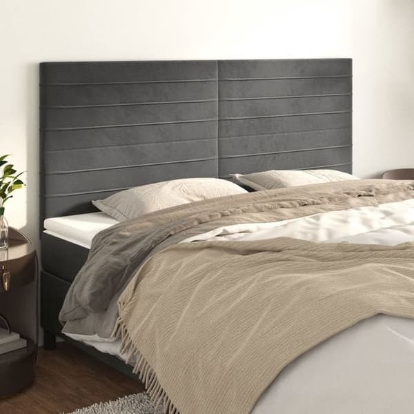 Maison Exclusive - Mörkgrå sänggavel 200 x 5 x 118/128 cm Sammet Mörkgrå