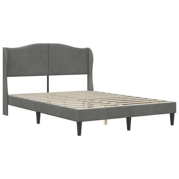 Sängram - EXKLUSIV HEM - 120 x 190 cm - Sammetssänggavel - Förvaring under sängen - Ribbor ingår Mörkgrå