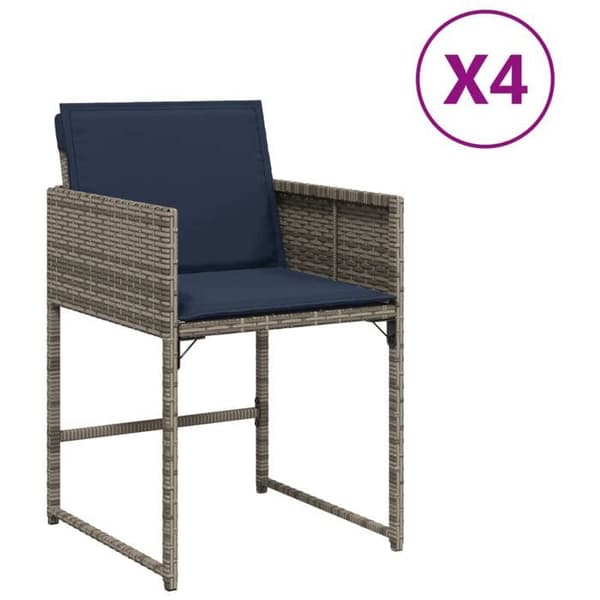 Maison Exclusive - Puutarhatuolit tyynyillä, 4 kpl, harmaa punottu muovi