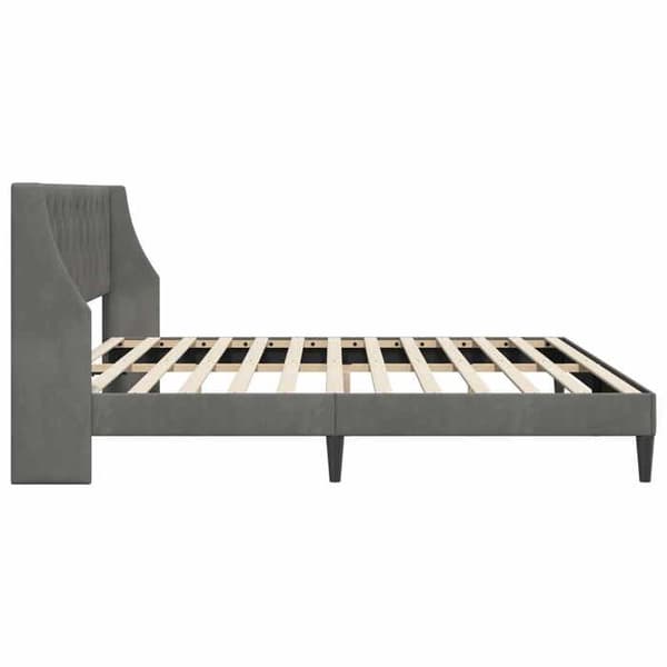 Maison Exclusive - Sängram med huvudgavel Mörkgrå 180 x 200 cm Sammet Mörkgrå