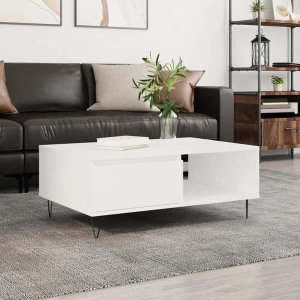 Maison Exclusive - Låg bord vit 90x60x35 cm ingenjörsträ Vit