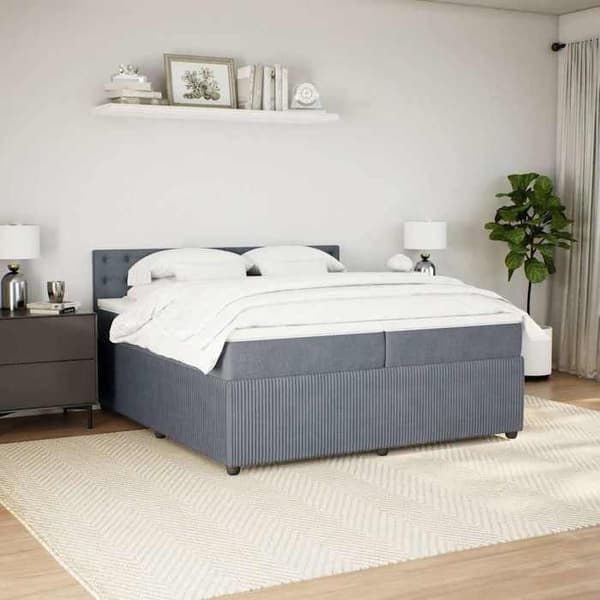 Maison Exclusive - Sänkylaatikko ja harmaa samettimatrassi 200x200cm