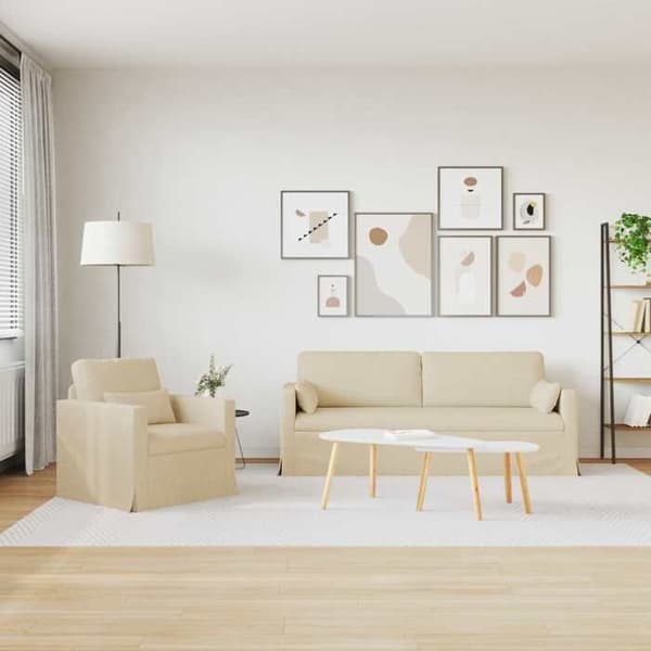 Maison Exclusive - 2-delars soffgrupp i crème tyg