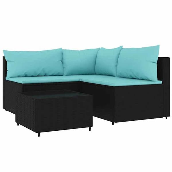 Maison Exclusive - Trädgårdsmöbler 4 delar med kuddar Svart Flätad resin Svart