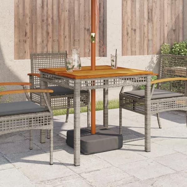 Maison Exclusive - Grå trädgårdsbord 80x80x74 cm i flätad resin och akaciaträ Grå