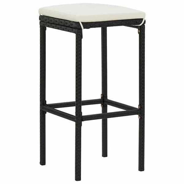 Maison Exclusive - Barstolar med kuddar, set om 6, svart flätad resin