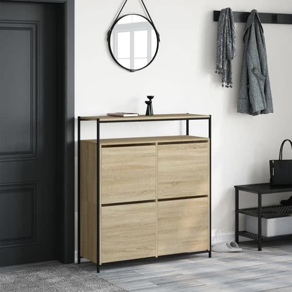 Maison Exclusive - Skoskab med 4 foldbare skuffer i sonoma eg