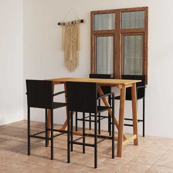 Maison Exclusive - Trädgårdsbarset 5 delar Svart