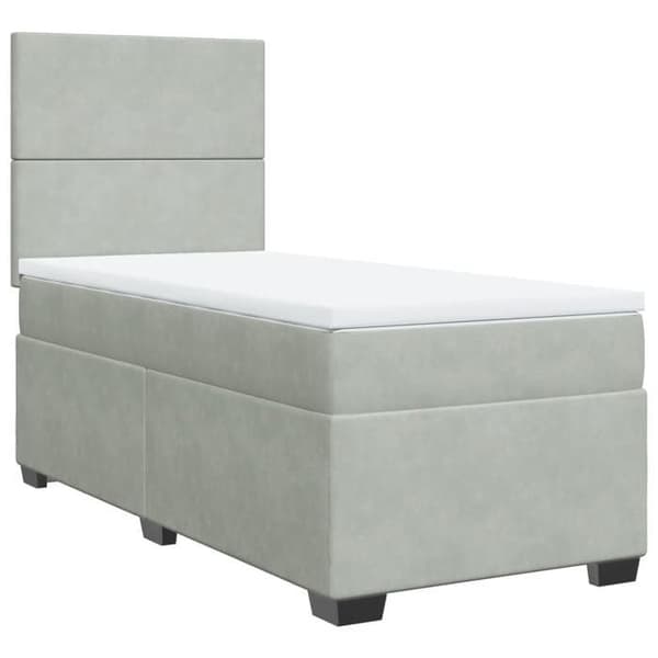 Maison Exclusive - Sängyn laudat ja vaaleanharmaa patja 90x190 cm Sametti
