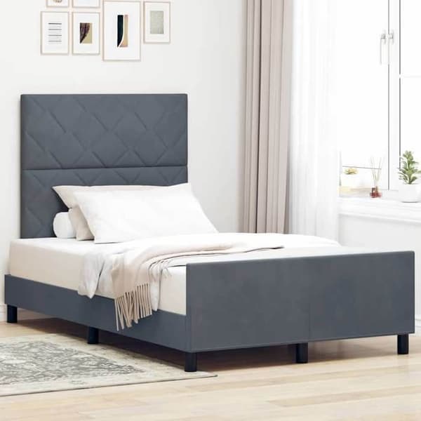Sengestel - EKSKLUSIV HUS - Fjederseng - Premium velour - Mørkegrå - 120 x 190 cm Mörkgrå