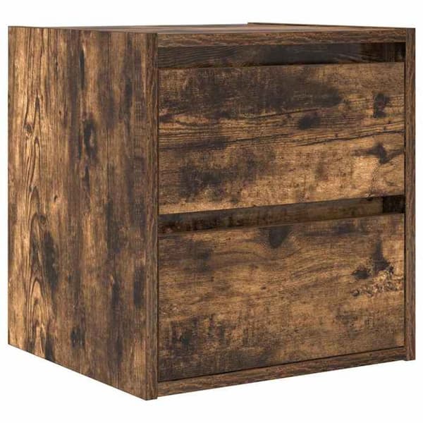 Väggmonterad sängbord - EXKLUSIV HEM - Set om 2 - Rökt ek - 38x34x40 cm - Väggmontering Rökt ek