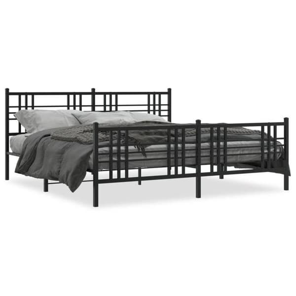 Sengestel - EKSKLUSIV HUS - 183 x 213 cm - Metal - Sort - Lamelseng & opbevaring Svart