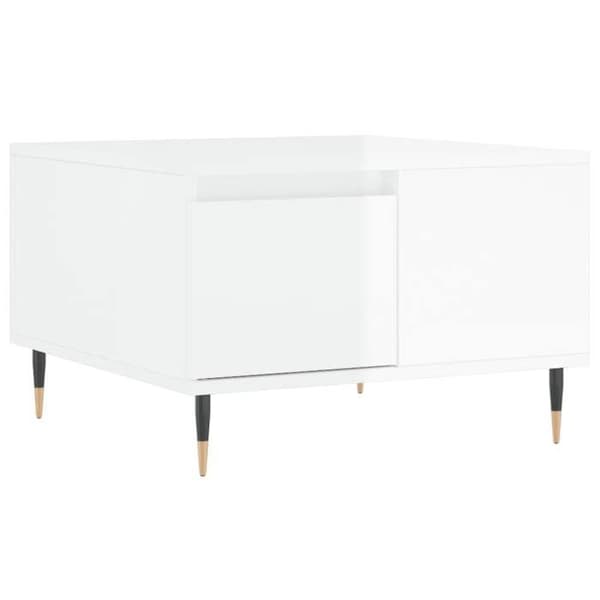 Soffbord - EXKLUSIV HEM - 55x55x36,5 cm - Blank vit - Ingenjörsträ - Förvaringslåda Vit